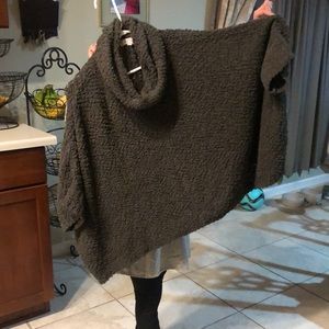 Olive green poncho turtle neck sweater